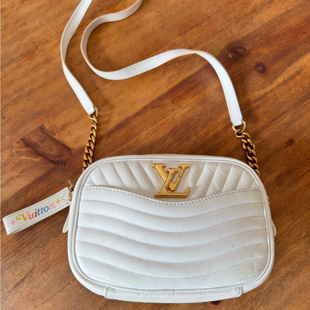 Louis Vuitton Cream Quilted Crossbody Bag with Gold Accents